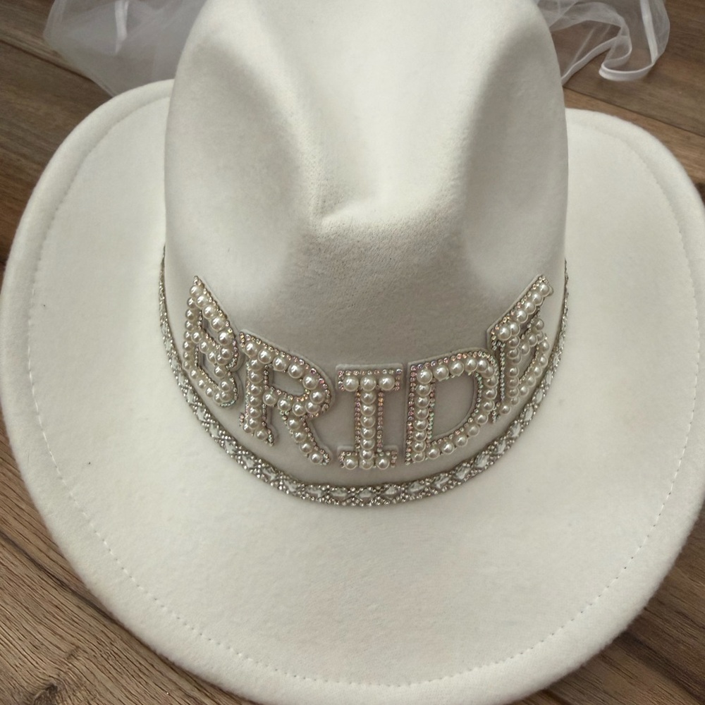 Elegant White Bride Hat with Pearl Accents